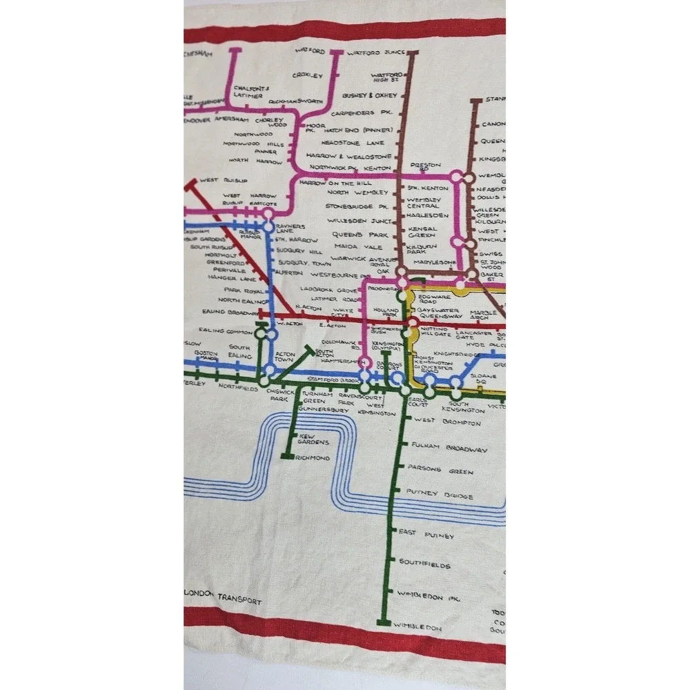 Vintage London Underground Map‎ Tea Towel Linen Lamont Ireland Railways